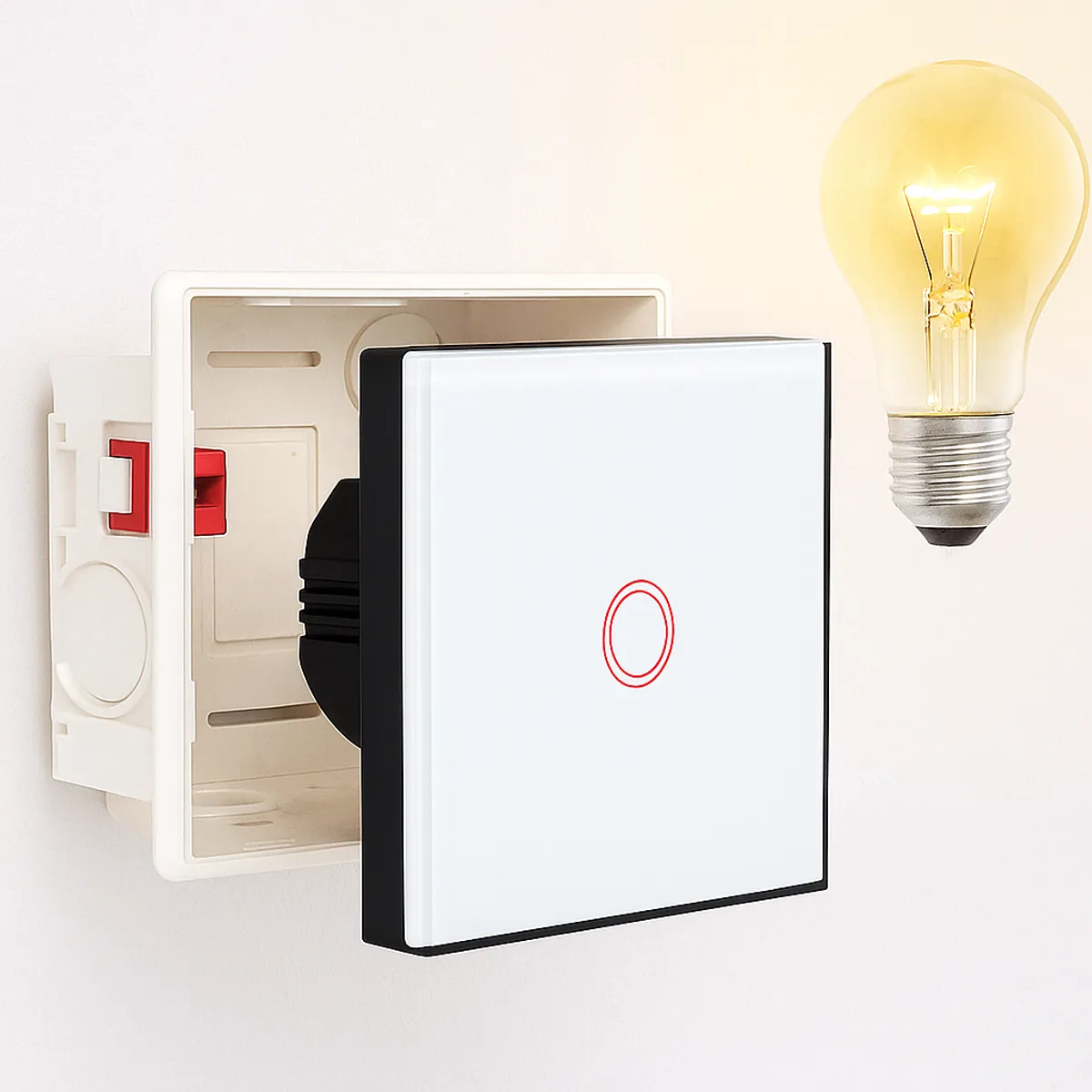 GENERICO - PACK CAJA UNIVERSAL + INTERRUPTOR TÁCTIL 1 BOTÓN BLANCO (SIN WIFI)