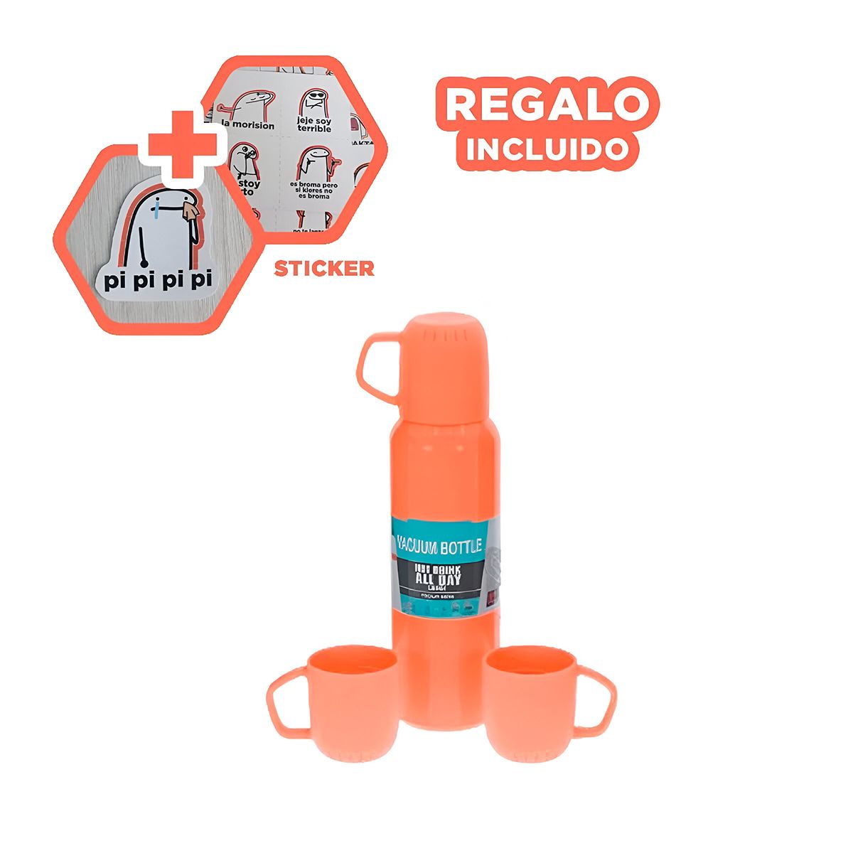 GENERICO - Pack6 Botella para el Colegio Naranja Y+Regalo Stickers