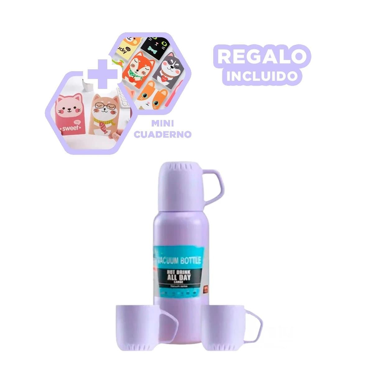 GENERICO - Pack6 Botella Mantiene Temperatura Lila Y+Regalo Agendita