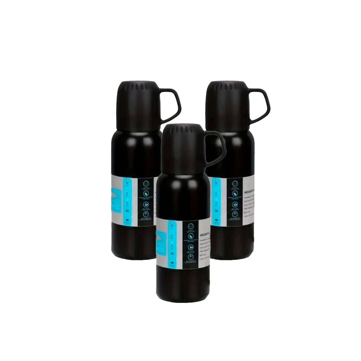 GENERICO - Pack6 Botella Mantiene Temperatura Negro Y+Regalo Agendita