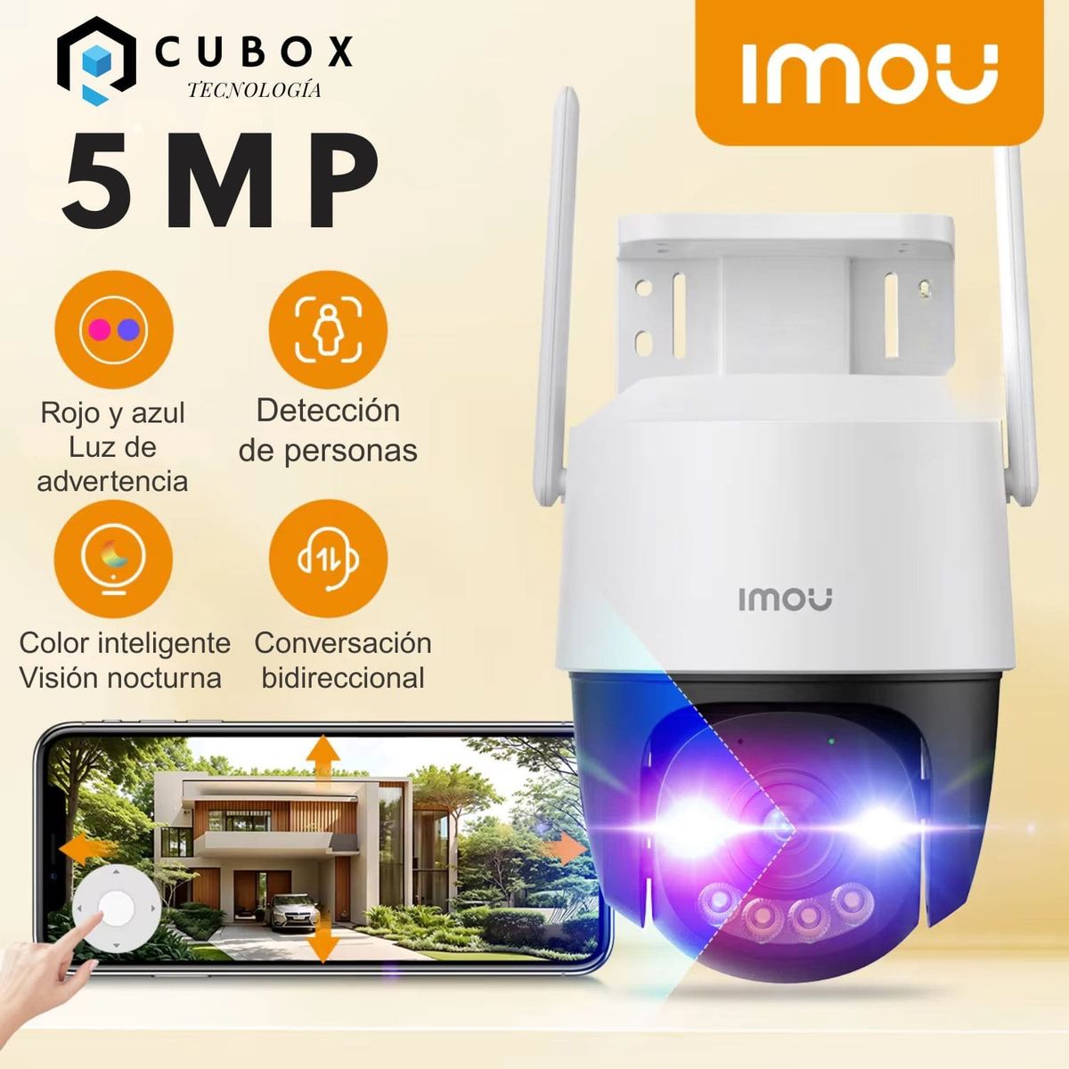 IMOU - Cámara de seguridad CRUISER SC - 5MP Uso exterior WFIFI