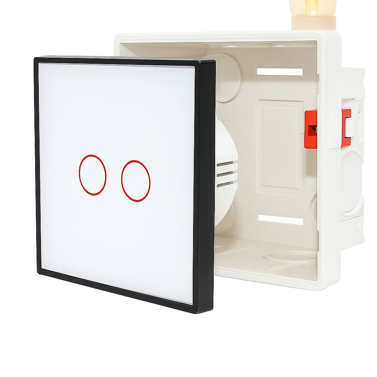 GENERICO - PACK CAJA UNIVERSAL + INTERRUPTOR TÁCTIL 2 BOTONES BLANCO (SIN WIFI)
