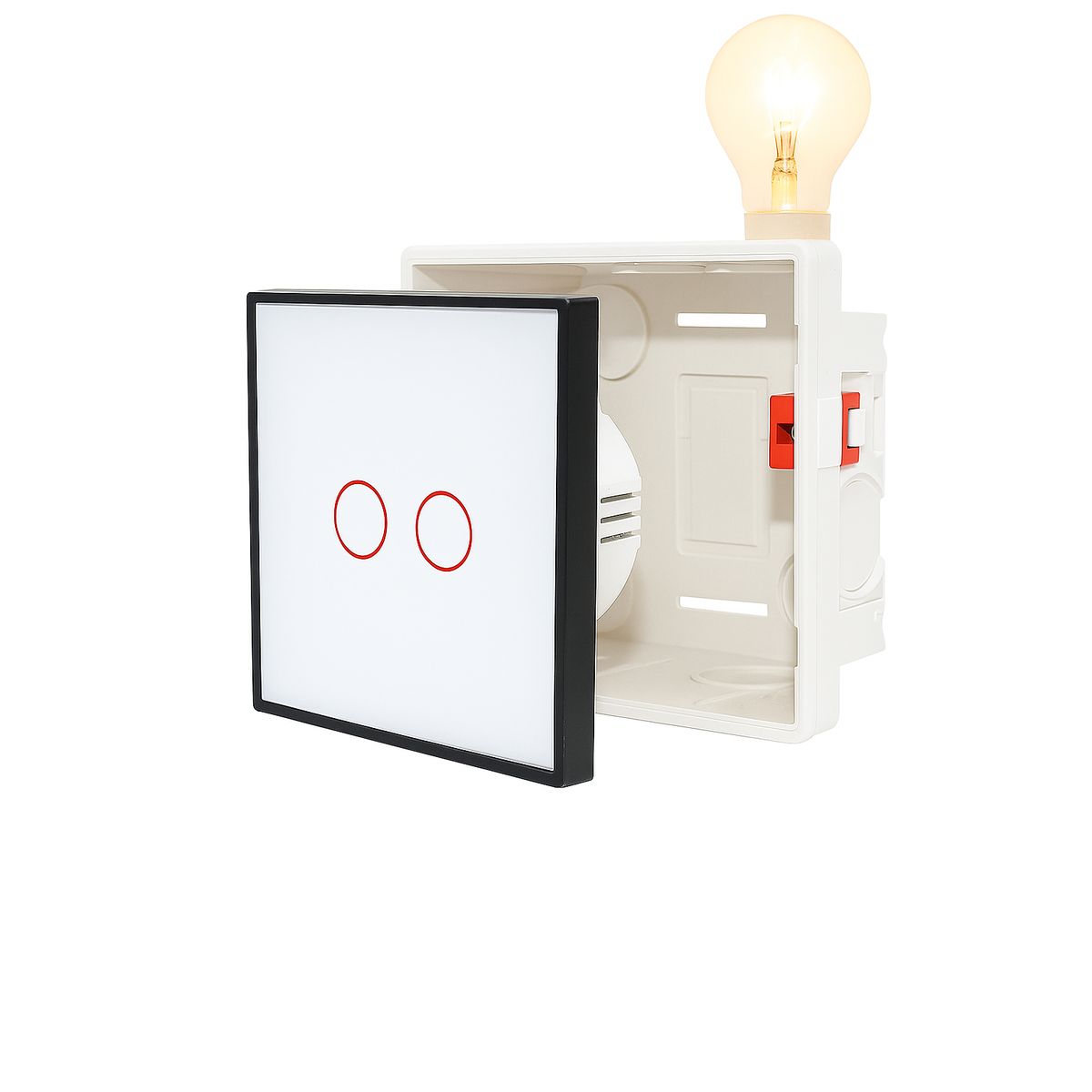 GENERICO - PACK CAJA UNIVERSAL + INTERRUPTOR TÁCTIL 2 BOTONES BLANCO (SIN WIFI)