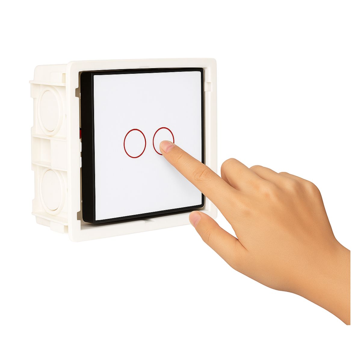 GENERICO - PACK CAJA UNIVERSAL + INTERRUPTOR TÁCTIL 2 BOTONES BLANCO (SIN WIFI)