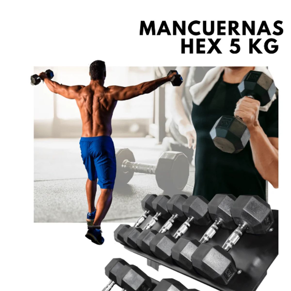GENERICO - Mancuernas Hexagonales de 5KG - Par