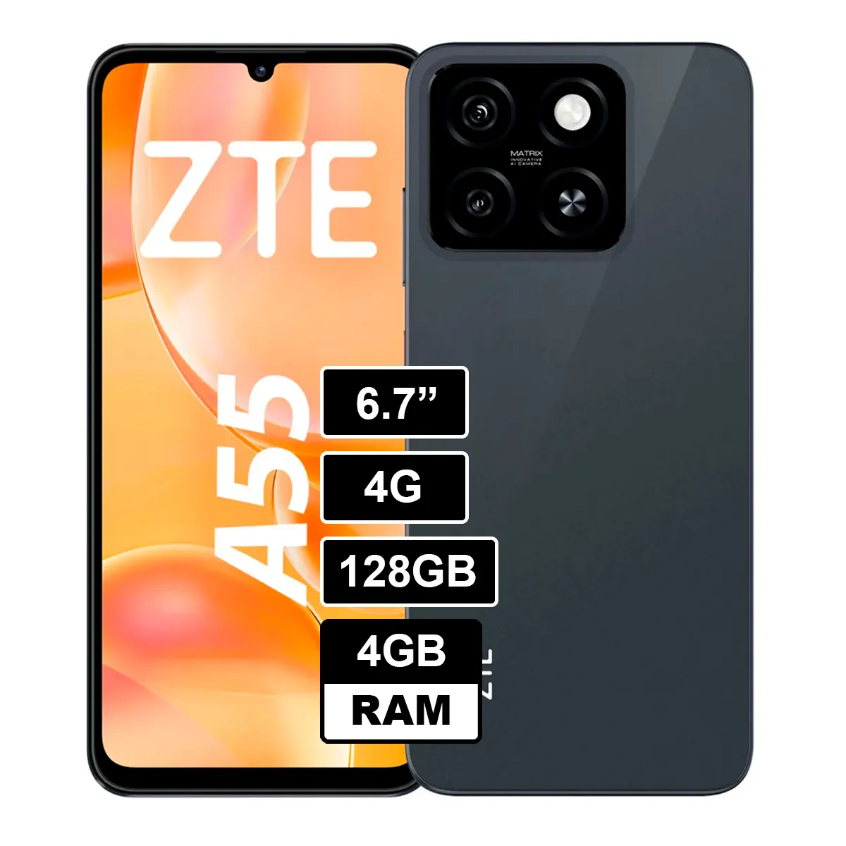ZTE - Celular ZTE A55 4GB RAM 128GB - NEGRO