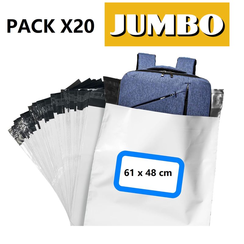GENERICO - Bolsa Grande Polietileno Envios Ecommerce 61x48cm JUMBO 20u