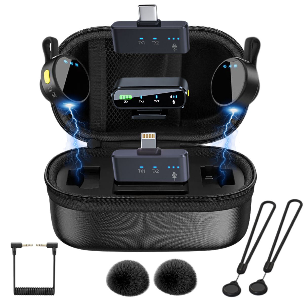 GENERICO - Micrófono Inalámbrico Profesional M97 PRO con 3 Receptores Negro