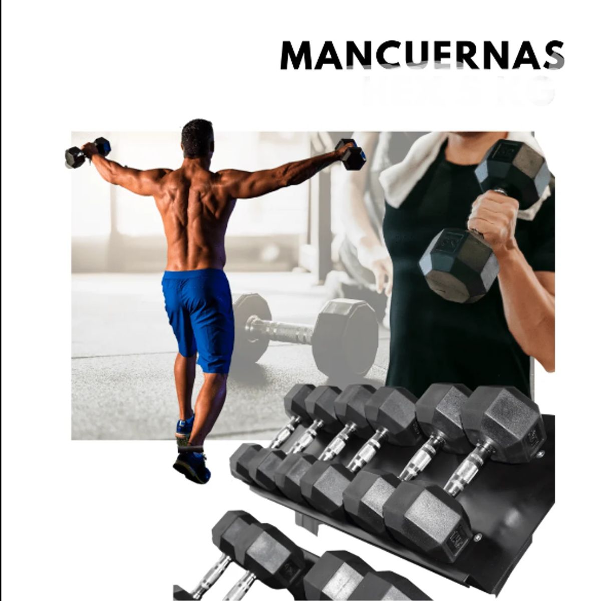 GENERICO - Mancuernas Hexagonales de 12KG - Par