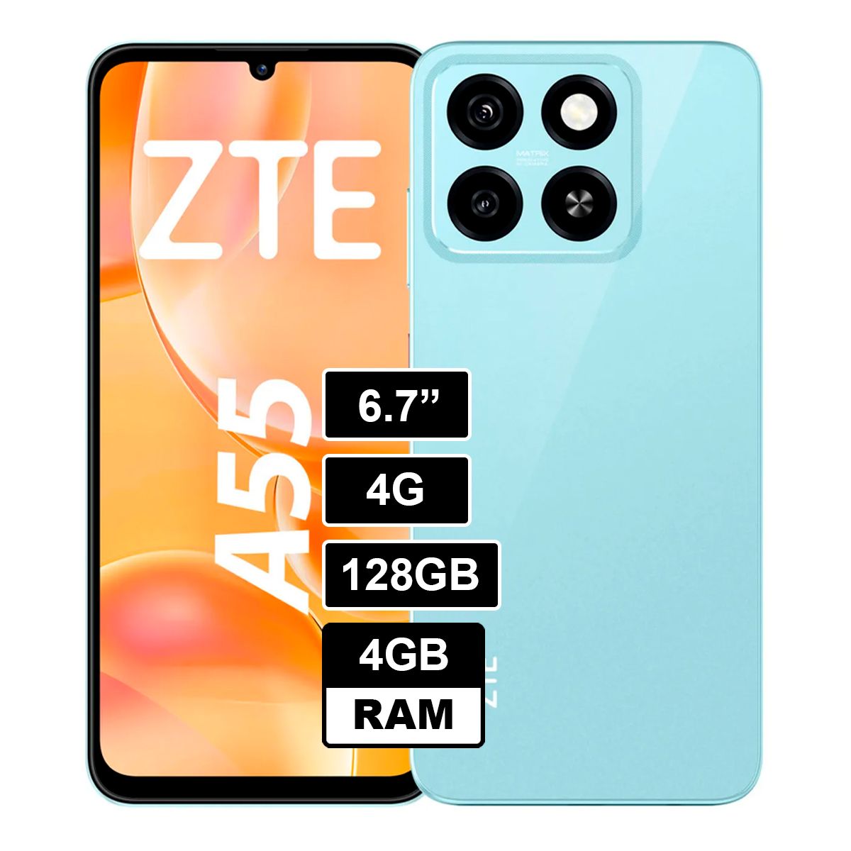 ZTE - Celular ZTE A55 4GB RAM 128GB - AZUL