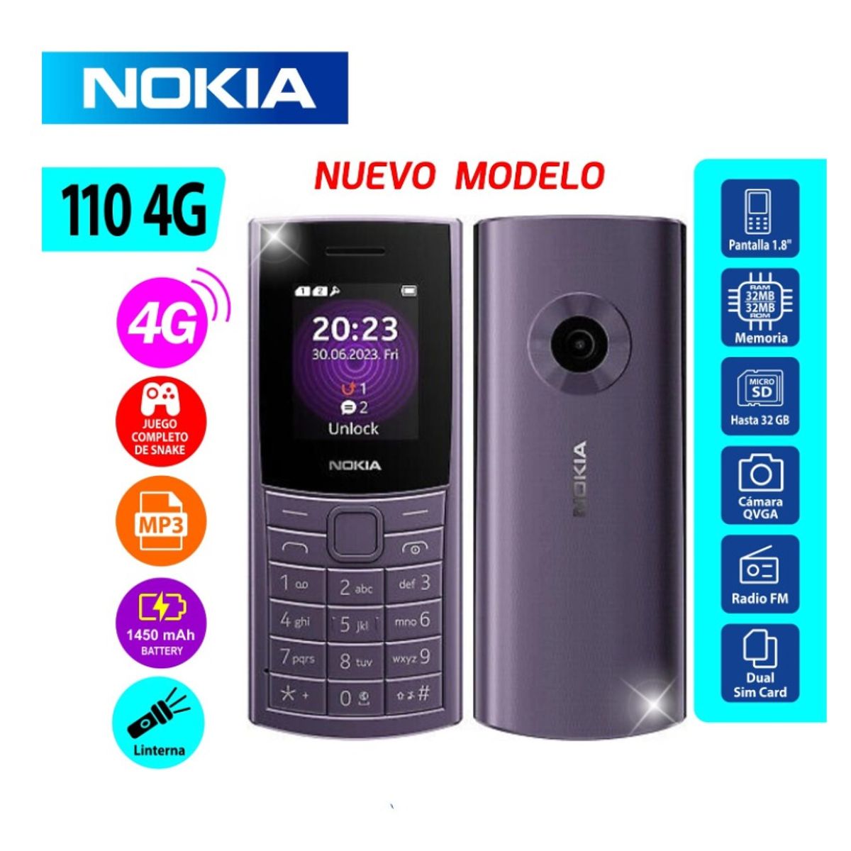 NOKIA - CELULAR NOKIA 110 4G COLOR MORADO