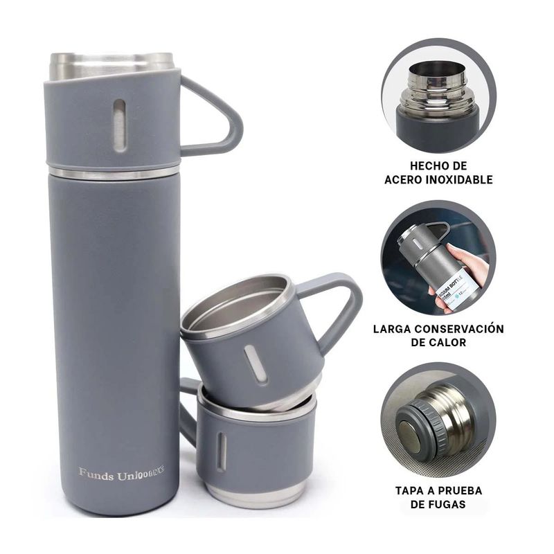 GENERICO - Pack2 Termo Practico con Potes en Plomo Y+Regalo Stickers