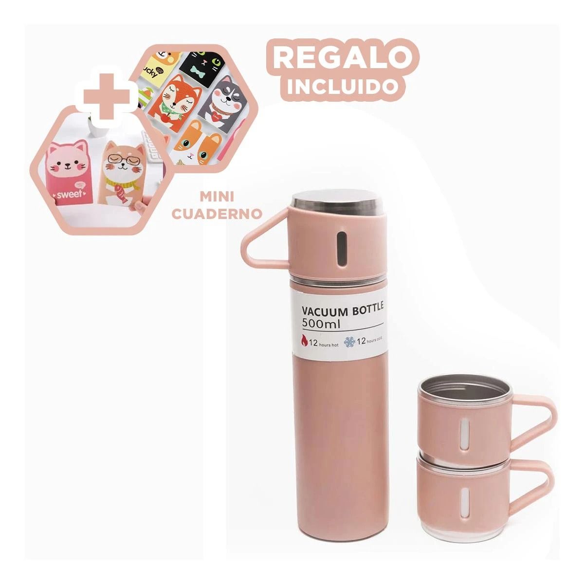GENERICO - Pack12 Botella Ligera mas Recipientes Rosa Y+Regalo Agendita