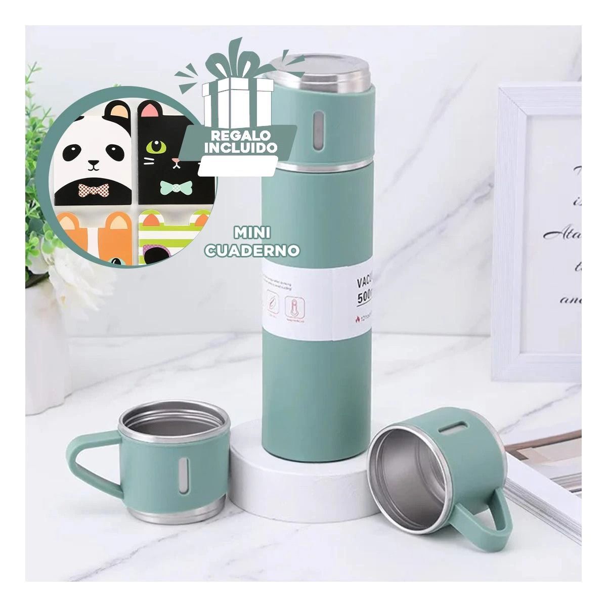 GENERICO - Pack6 Botella Termica para Cafe Verde Y+Regalo Agendita