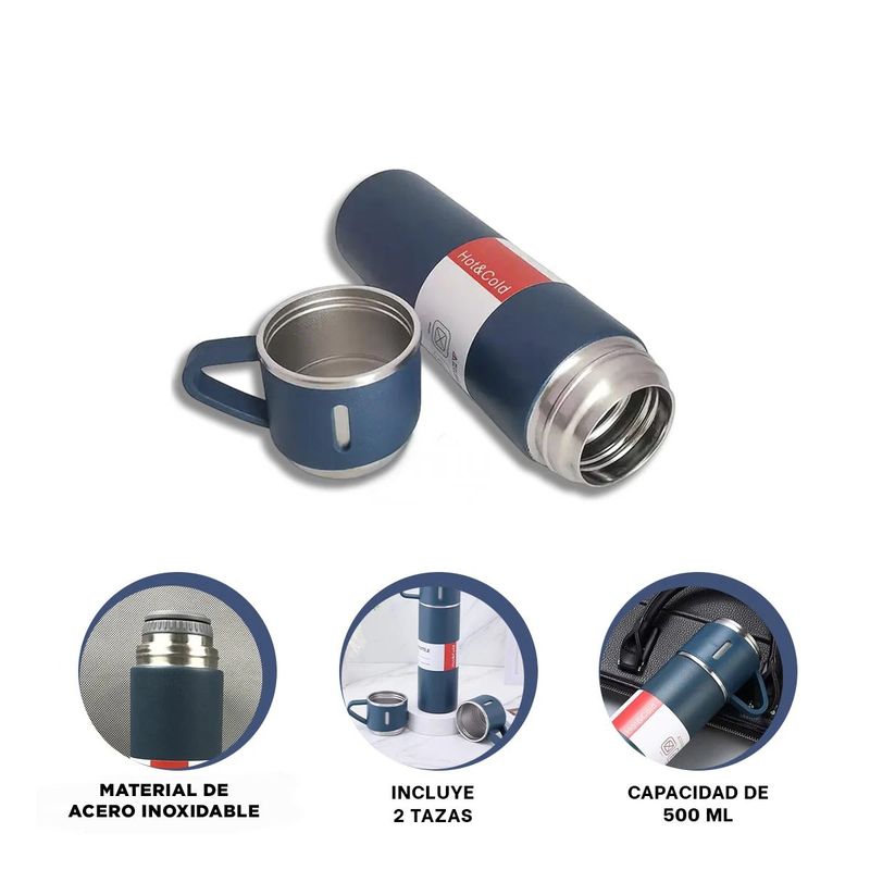 GENERICO - Pack2 Bebedor Termico para Cafe Azul Y+Ligas de Regalo