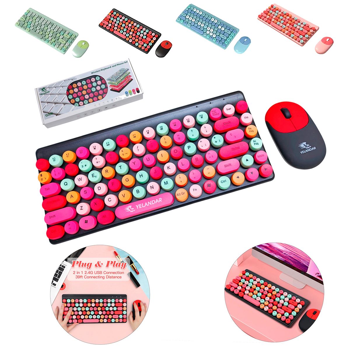 GENERICO - Kit Teclado y Mouse inalámbrico en Español- Computadora Laptop - Negro