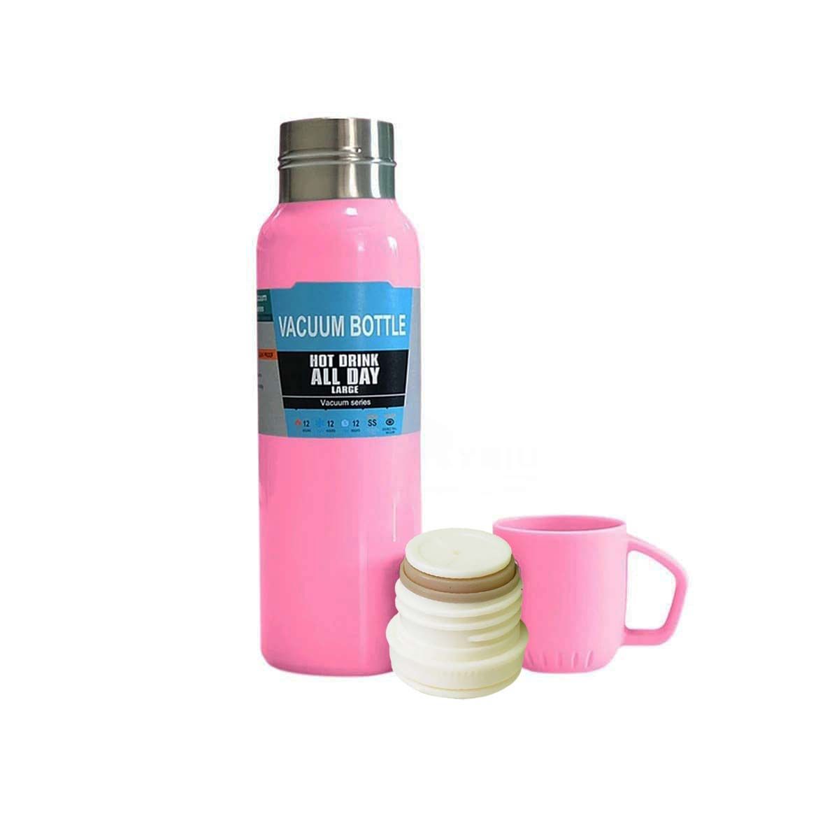 GENERICO - Pack6 Botella con 3 Tazas Practicas Rosado Y+Papel de Regalo