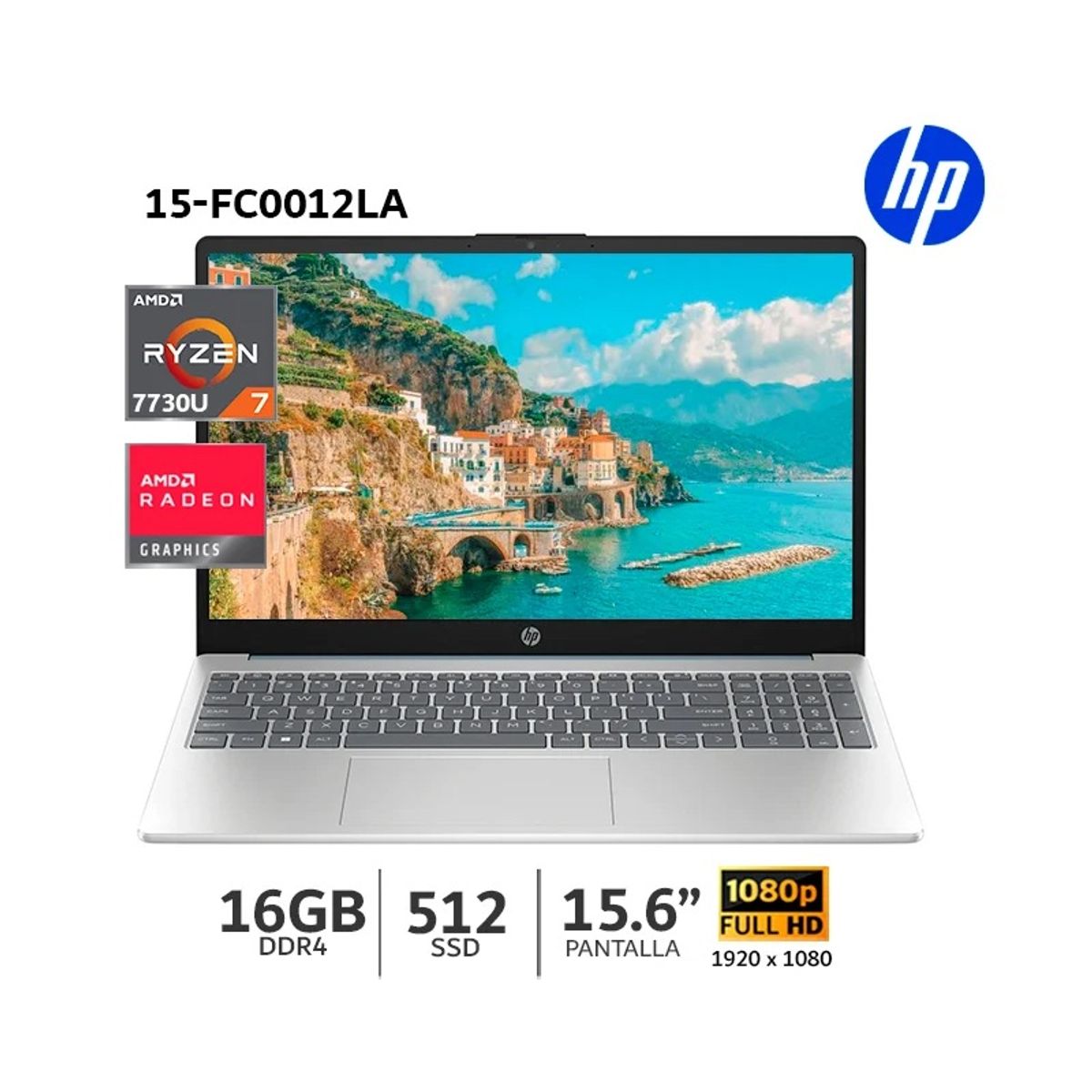 HP - LAPTOP HP 15-FC0012LA AMD RYZEN 7 7730U 16GB RAM 512GB SSD 15.6 FHD RADEON GRAPHICS