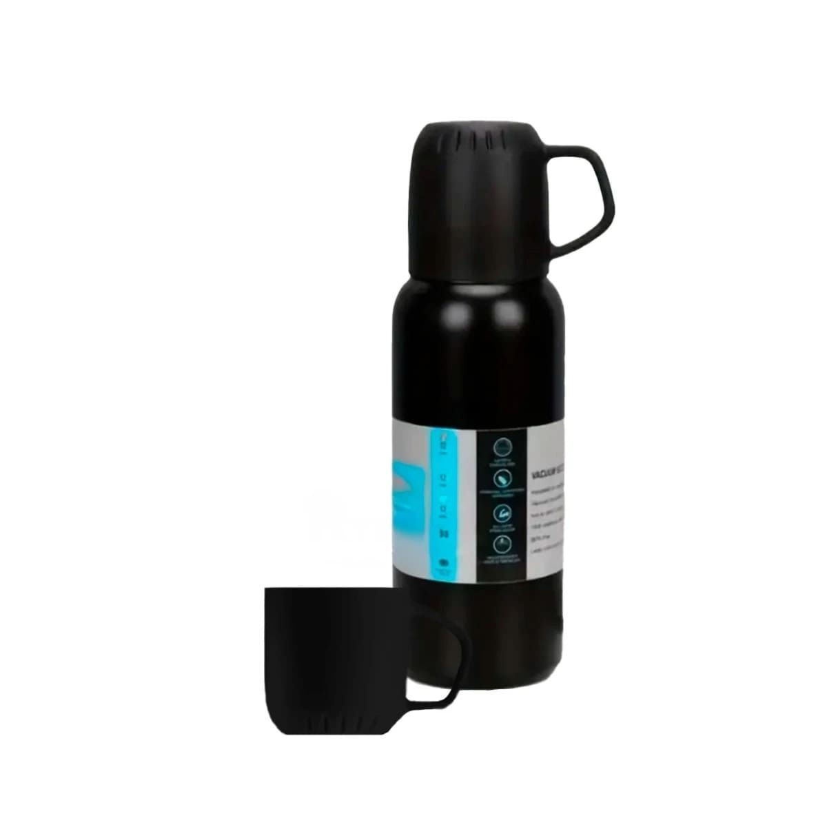 GENERICO - Termo Resistente al Calor de 500ml con 3 Tazas Negro