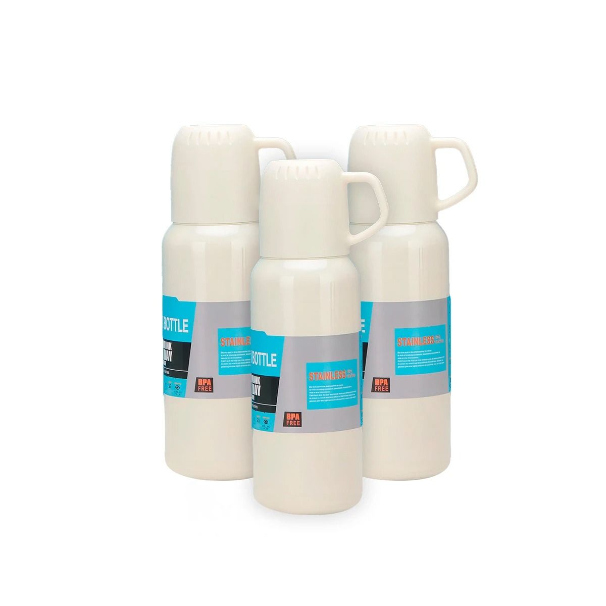 GENERICO - Pack6 Botella Termica de 500ml Crema