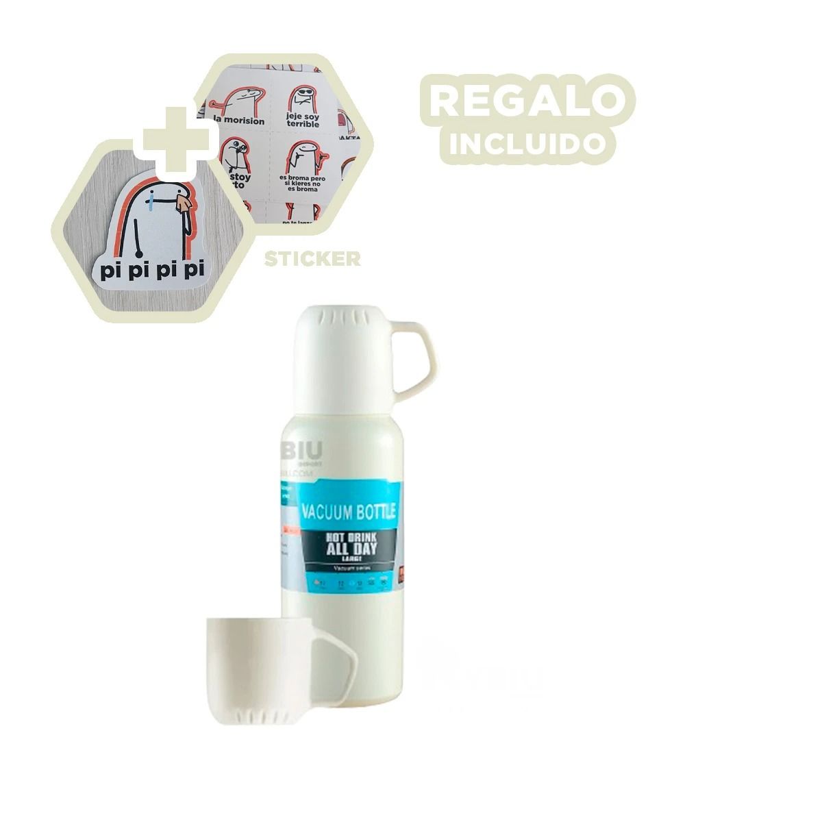 GENERICO - Pack6 Botella para el Colegio Crema Y+Regalo Stickers