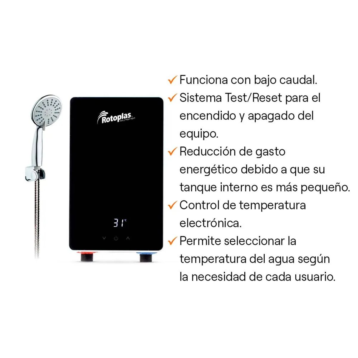 ROTOPLAS - Rapiducha Eléctrica Rotoplas New Compact Negro