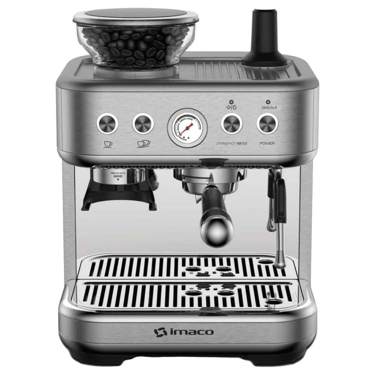 IMACO - Cafetera Espresso IMACO IECMG1570 15 Bares Molinillo Cafe Acero Inox