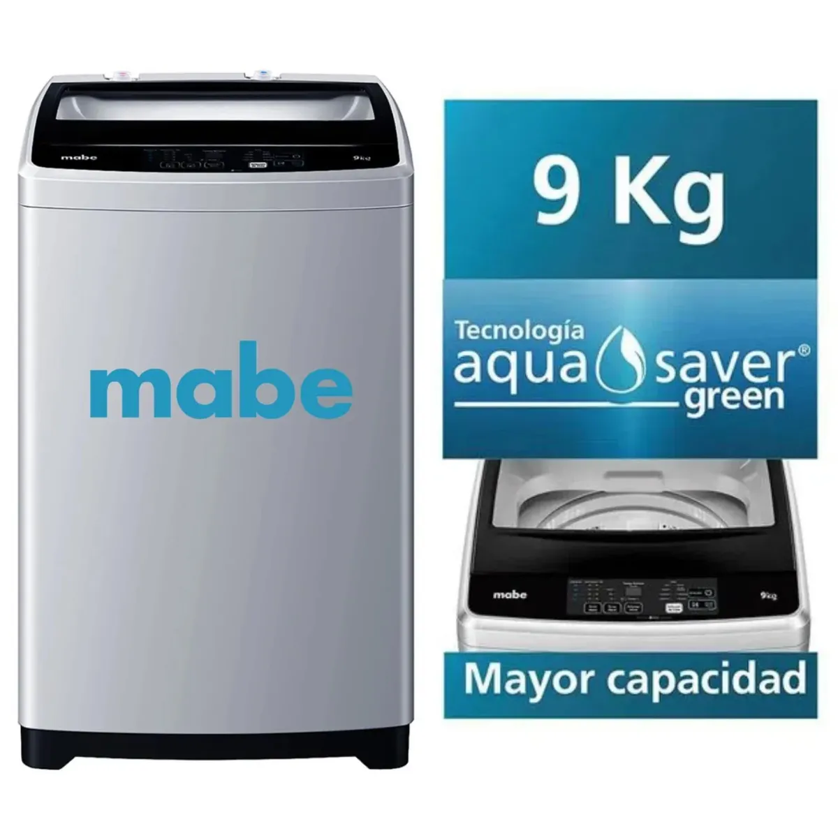 MABE - Lavadora Mabe 9 kg Carga Superior Silver LMAP9020WGBB0