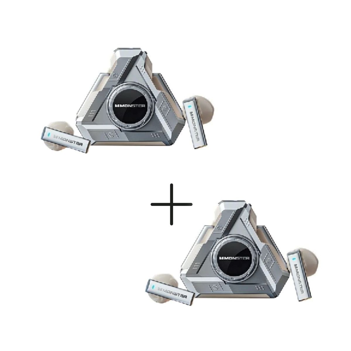 MONSTER - Audífonos Bluetooth Gamer Monster XKT22 Silver Pack Por 2