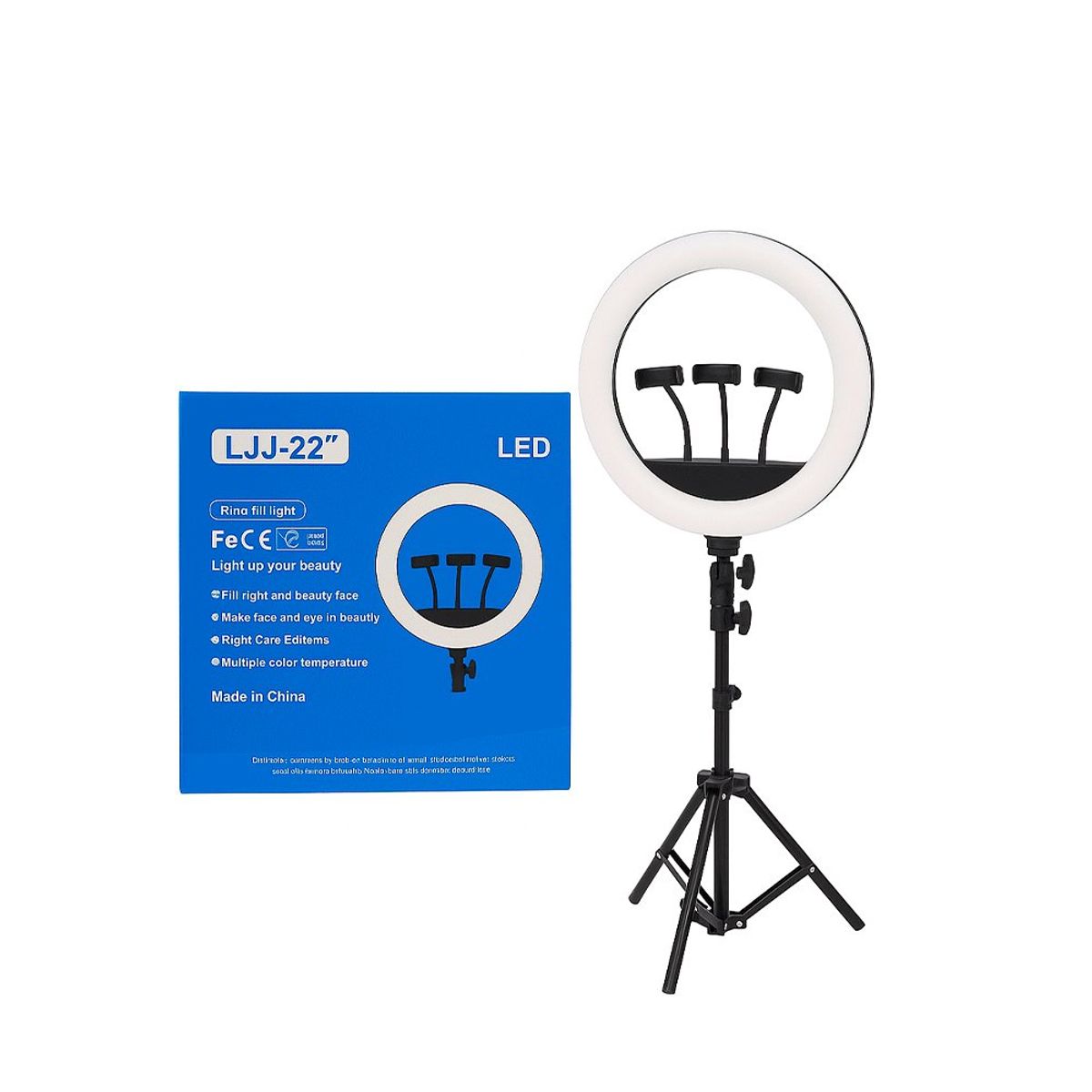 GENERICO - Aro de Luz LED LJJ-22 con Trípode y 3 Soportes para Celular