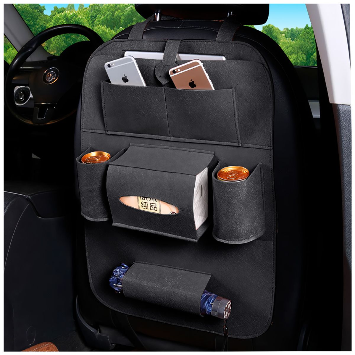 KELLER - Organizador para Asiento de Auto Negro A64