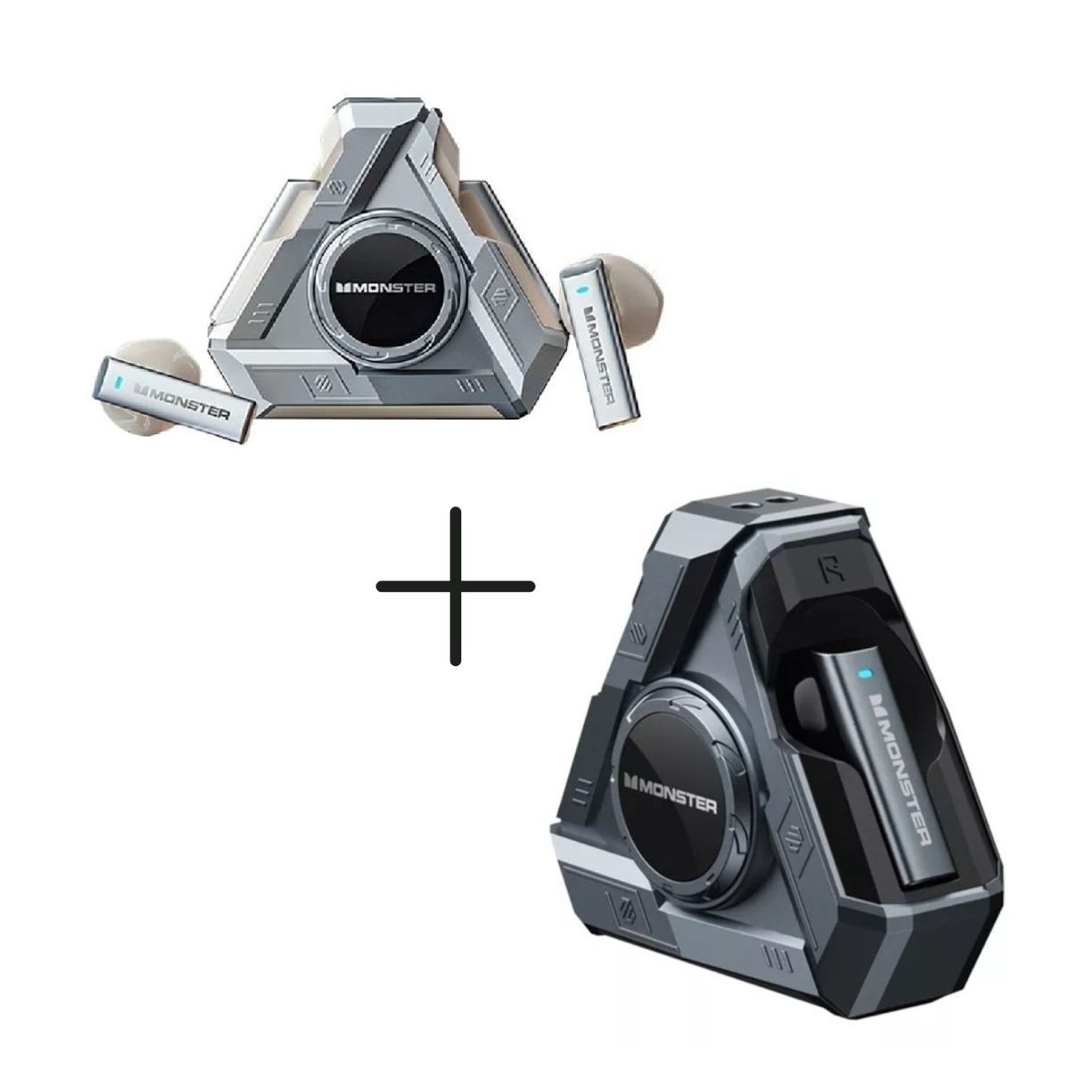 MONSTER - Audífonos Bluetooth Gamer Monster XKT22 Silver + XKT22 Tarnish