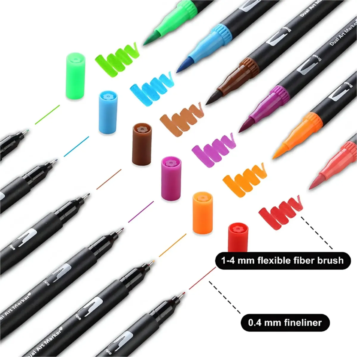 GENERICO - Plumones dual brush 120 PCS doble punta capibara