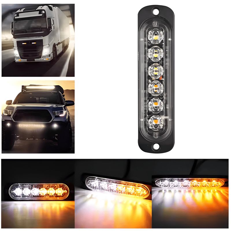 GENERICO - Luz led Estrobo Blanco +Amarillo 12v Auto Camioneta