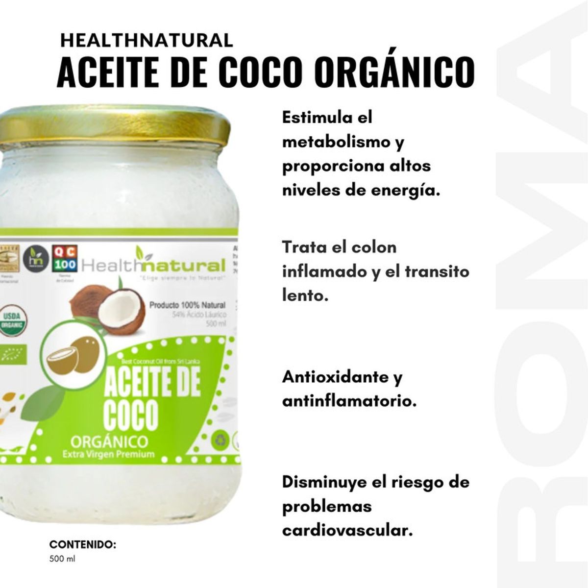 HEALTH NATURAL - PACK 3 ACEITE DE COCO ORGÁNICO HEALTHNATURAL 1500ML