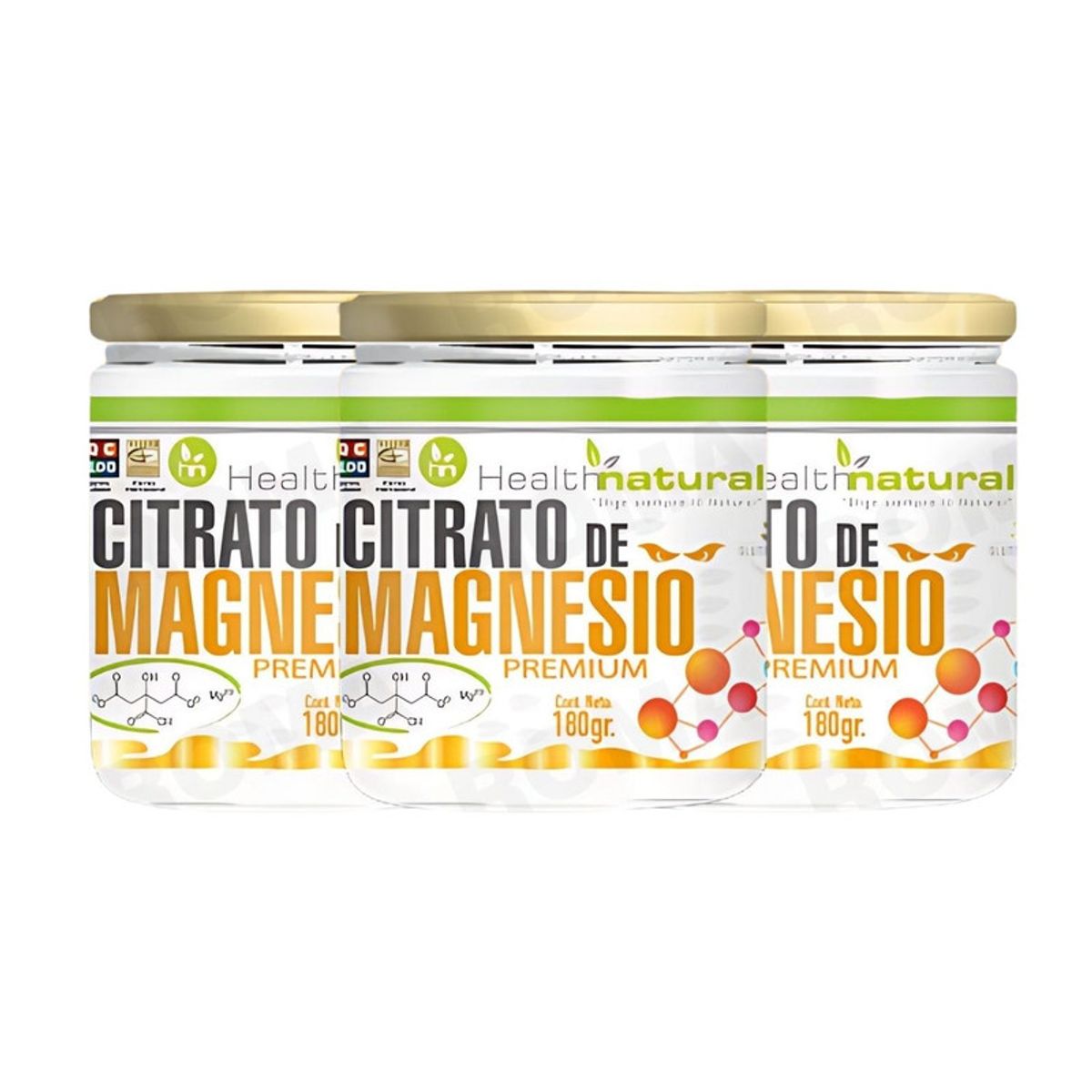 HEALTHNATURAL - PACK 3 CITRATO DE MAGNESIO PREMIUM HEALTHNATURAL 540GR