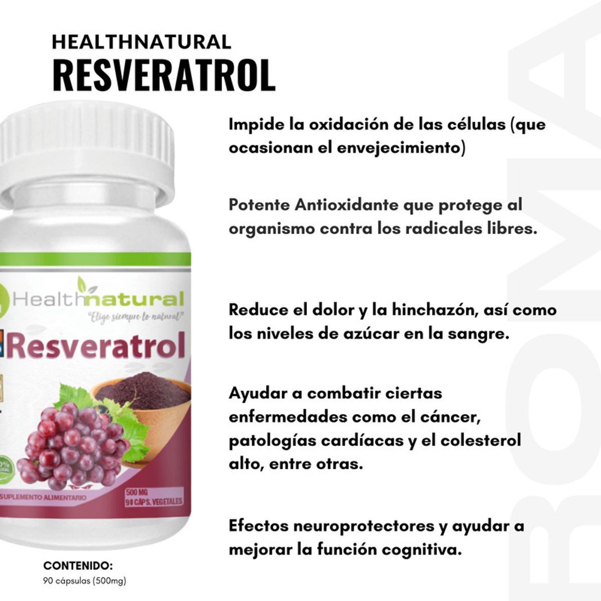 HEALTHNATURAL - RESVERATROL HEALTHNATURAL 500MG