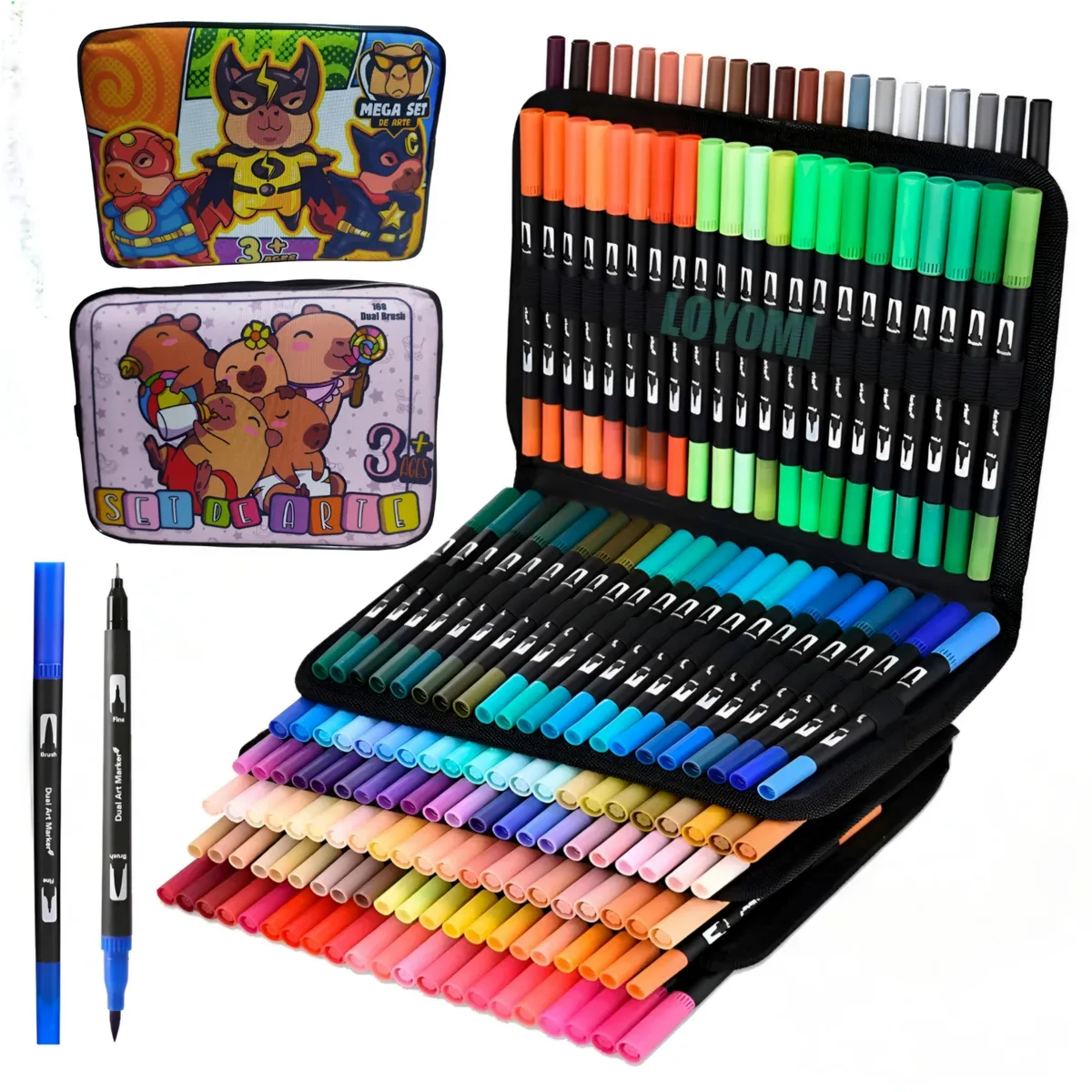 GENERICO - Plumones doble punta 168 piezas dual brush capibara