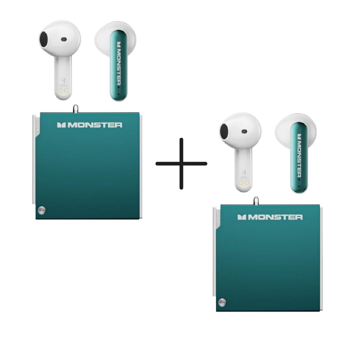 MONSTER - Audífonos Bluetooth Gamer Monster XKT17 Green Pack x 2 UND