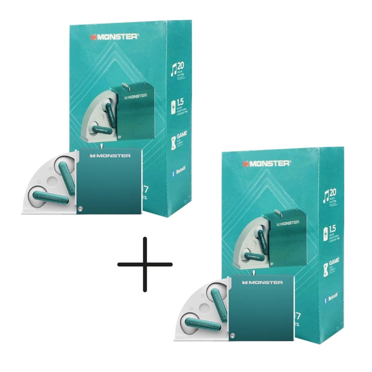 MONSTER - Audífonos Bluetooth Gamer Monster XKT17 Green Pack x 2 UND