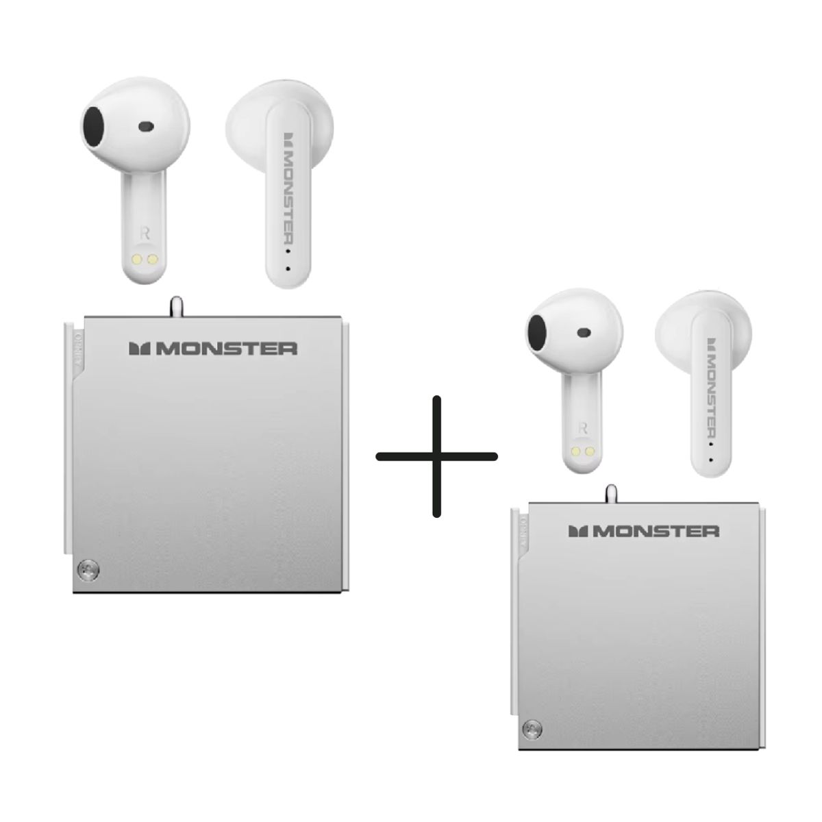 MONSTER - Audífonos Bluetooth Gamer Monster XKT17 Silver Pack x 2 UND