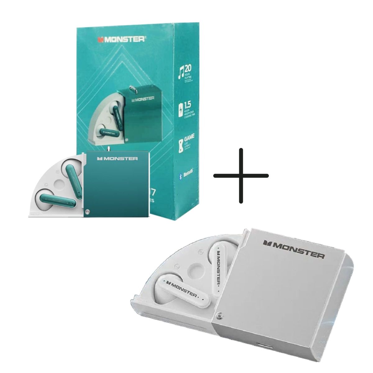 MONSTER - Audífonos Bluetooth Gamer Monster XKT17 Green + XKT17 Silver