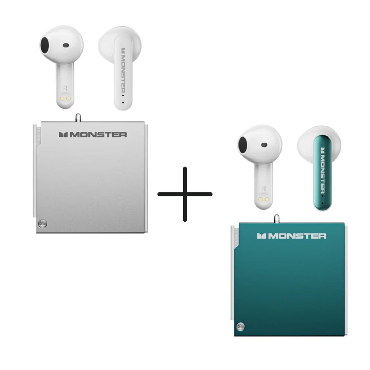 MONSTER - Audífonos Bluetooth Gamer Monster XKT17 Green + XKT17 Silver