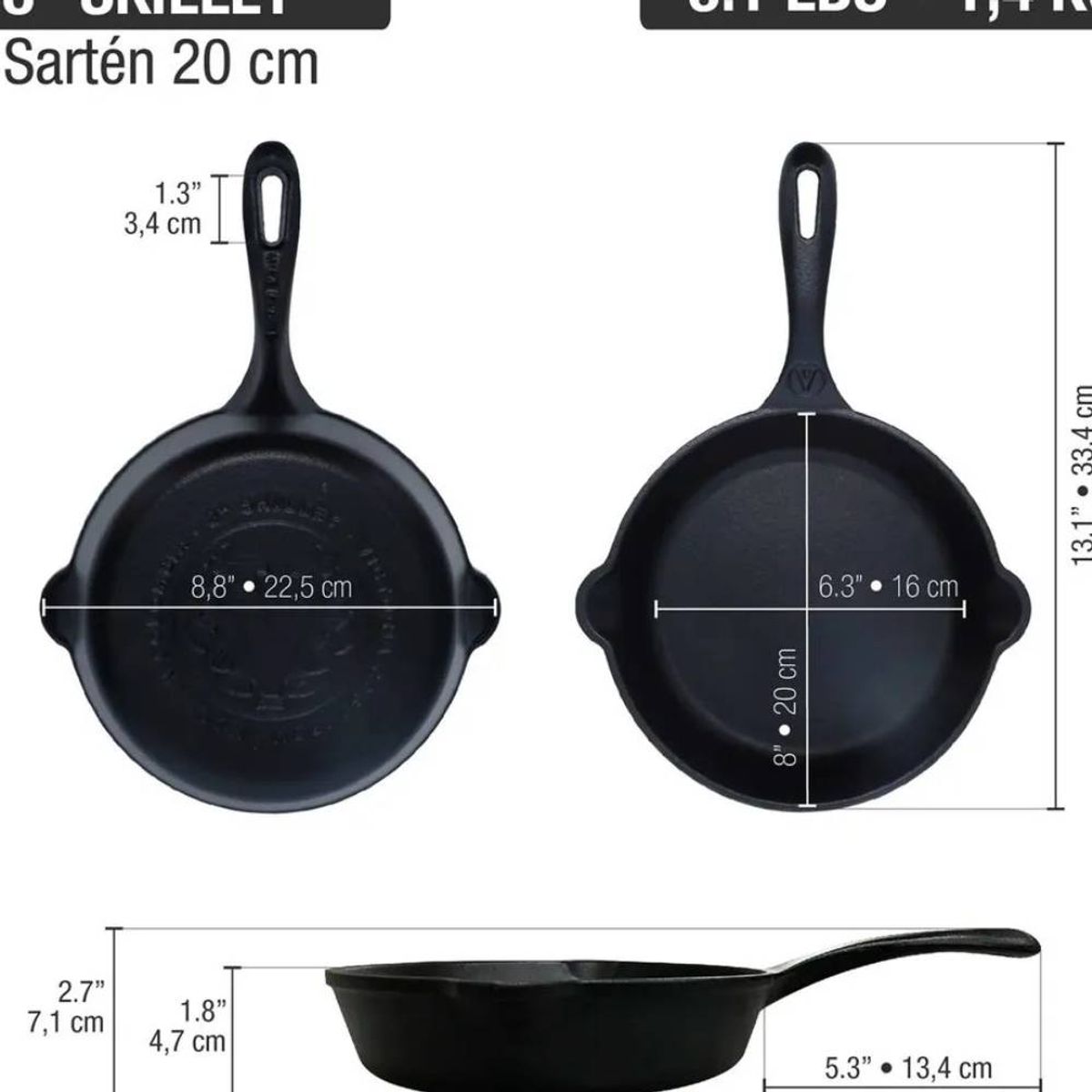 VICTORIA - Sarten H.Fundido 20 Cm (8") Precurada - Victoria