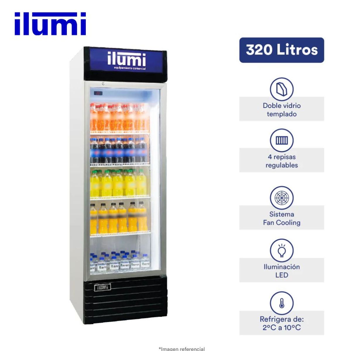 ILUMI - Exhibidor Ilumi Vertical Con Sistema Fan Cooling 320Lt  BC-3200FC - Blanco