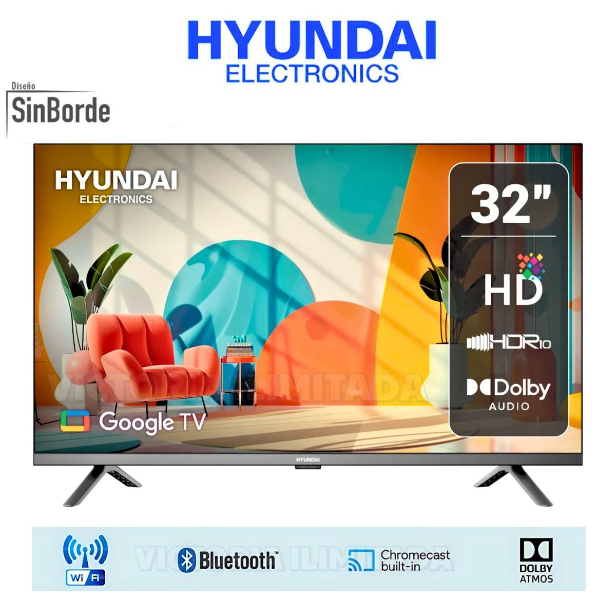 HYUNDAI - Televisor Hyundai LED Smart TV 32 Google TV HYLED3254GI