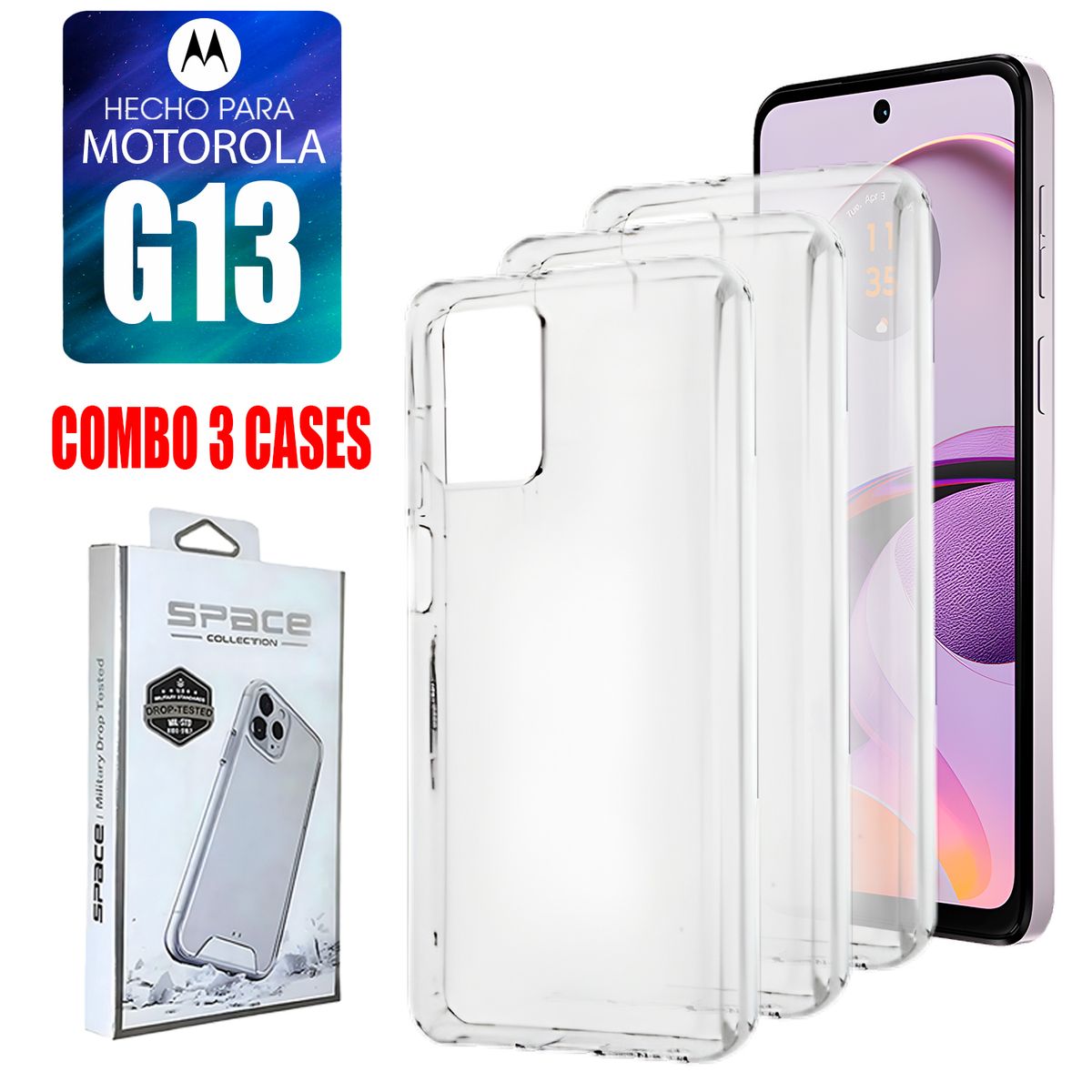 ASIA IMPORT - Combo Case Space Transparente Para Motorola G13
