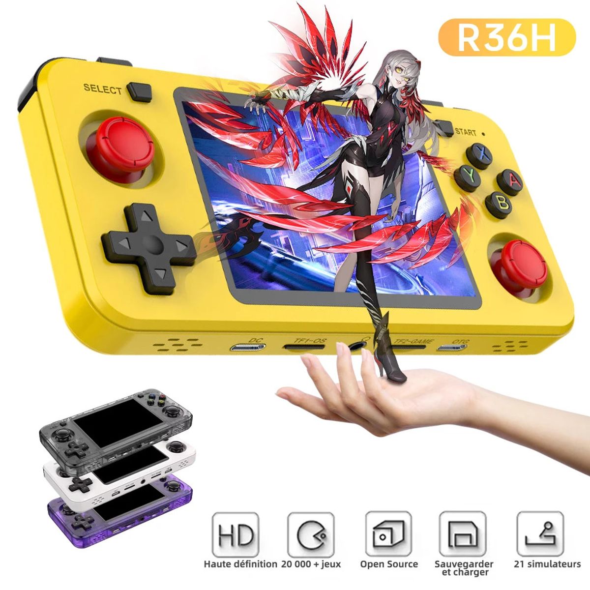 GENERICO - R36h Consola retro 128gb 2025 Original Amarillo