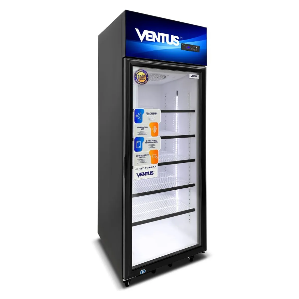 VENTUS - Exhibidor Ventus Vertical 1 Puerta 380Lt LG-380TCG - Negro