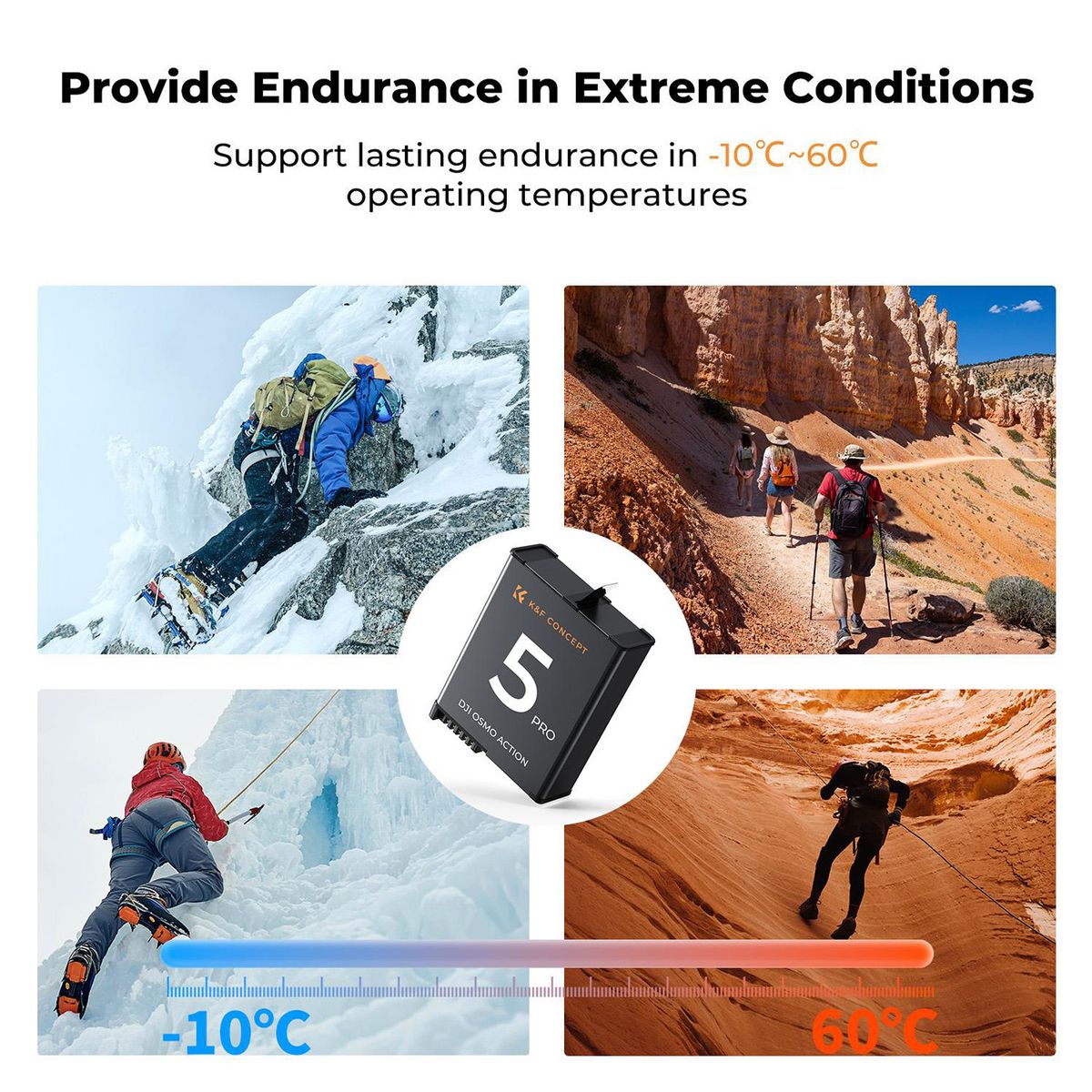 K&F CONCEPT - Kit 3 baterías + cargador triple DJI OSMO Action Pro 5/4/3 KF28.0086